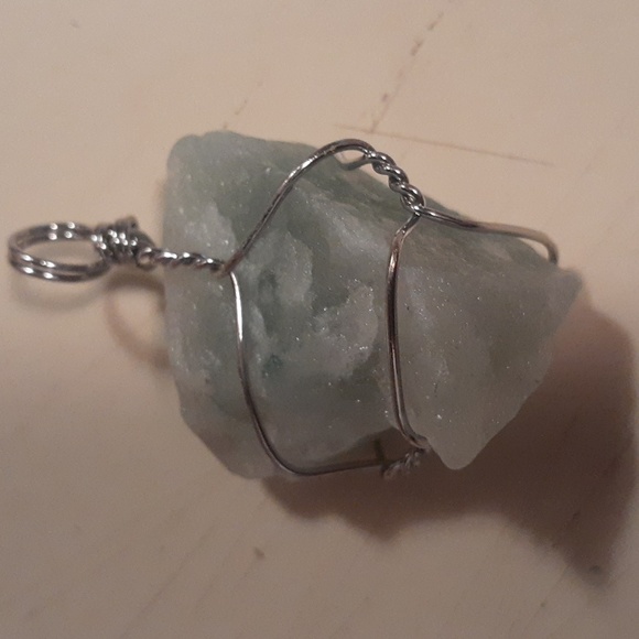 Artisan rough cut multi gemstone necklace, silvertone with stainless steel, 20" - Picture 4 of 6